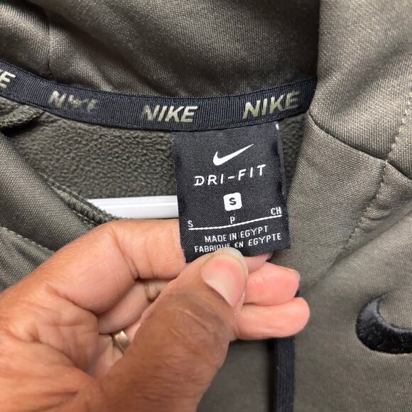 Nike Dri Fit Military Sweatshirt Embroidered Logo Swoosh Hooded Pullover Jumper - Picture 6 of 11